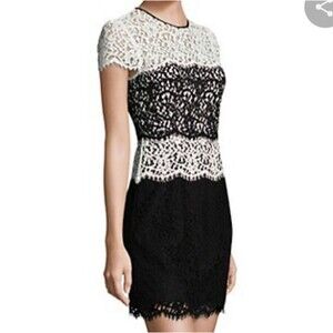 Milly Gabrielle Tiered Color Blocked Lace Shift Mini Dress Women's Size 10